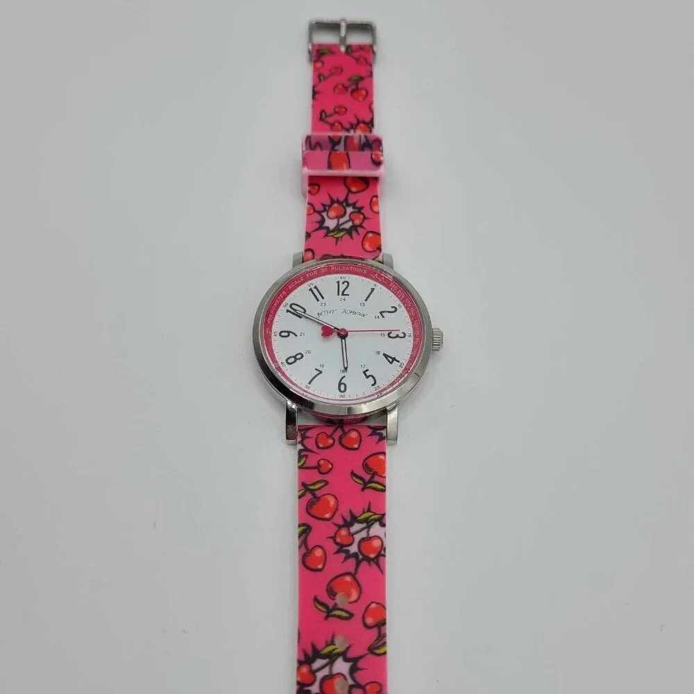 Betsey Johnson Red Cherries Nurses Watch NWOT! WORKS!